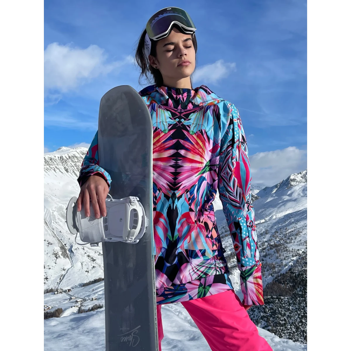 Damska długa bluza snowboardowa z kapturem Zanzibar